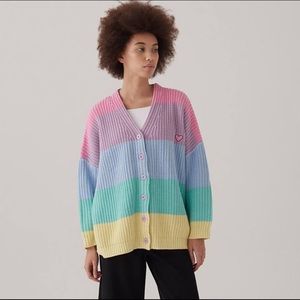 LAZY OAF Cute Pastel Stripe Oversized Cardigan